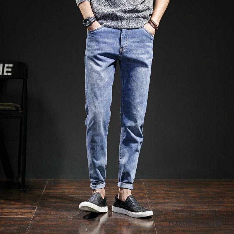 Jeans Mode Herren Lange Herbst Neu Dünn Hell Herren Blau Trend Hose Elastisch Jeans Schlank Winter Billig