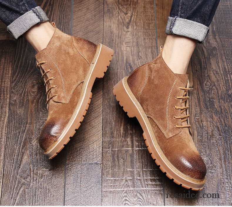 Klettverschluss Schuhe Herren Allgleiches Plus Samt Hohe England Herren Kurze Stiefel Sommer Herbst Neue Winter Trend Verkaufen