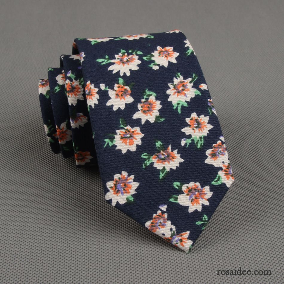 Krawatte Herren Blumen 100% Baumwolle Trend Groß Stoff Mini Rot