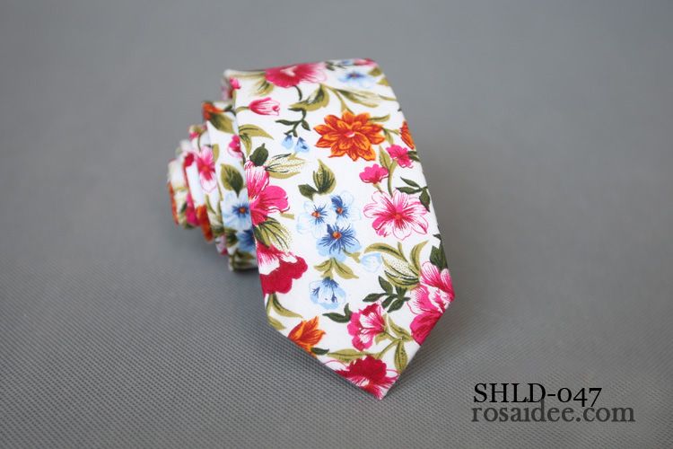 Krawatte Herren Blumen 100% Baumwolle Trend Groß Stoff Mini Rot