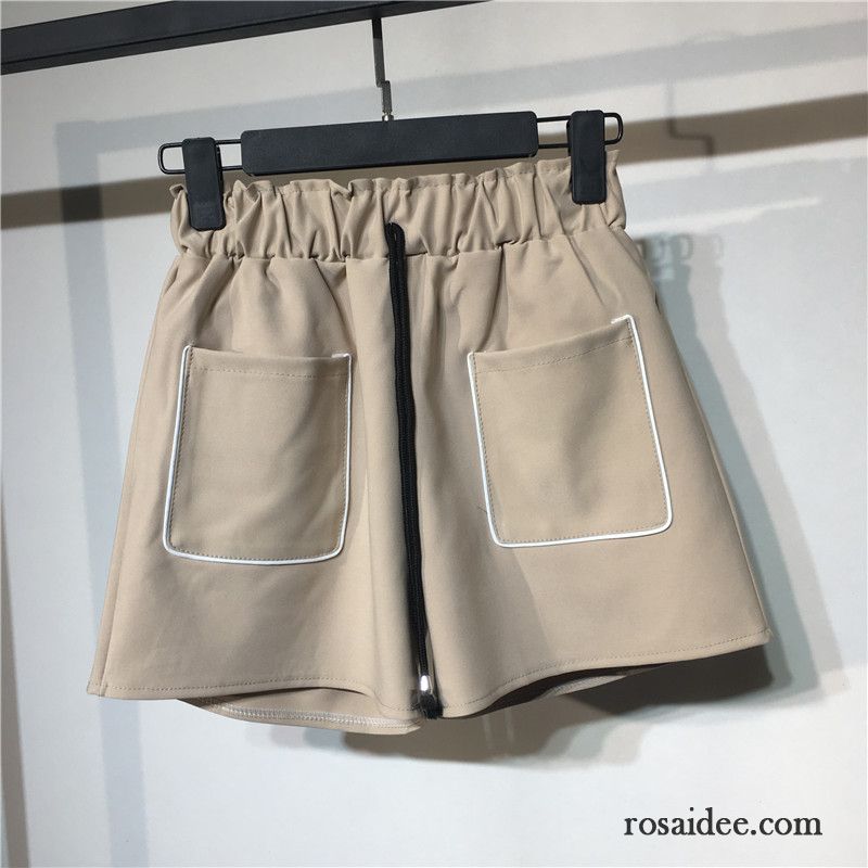 Kurze Hosen Damen Hot Pants Outwear Freizeit Tasche Sommer Allgleiches Beige Farbe