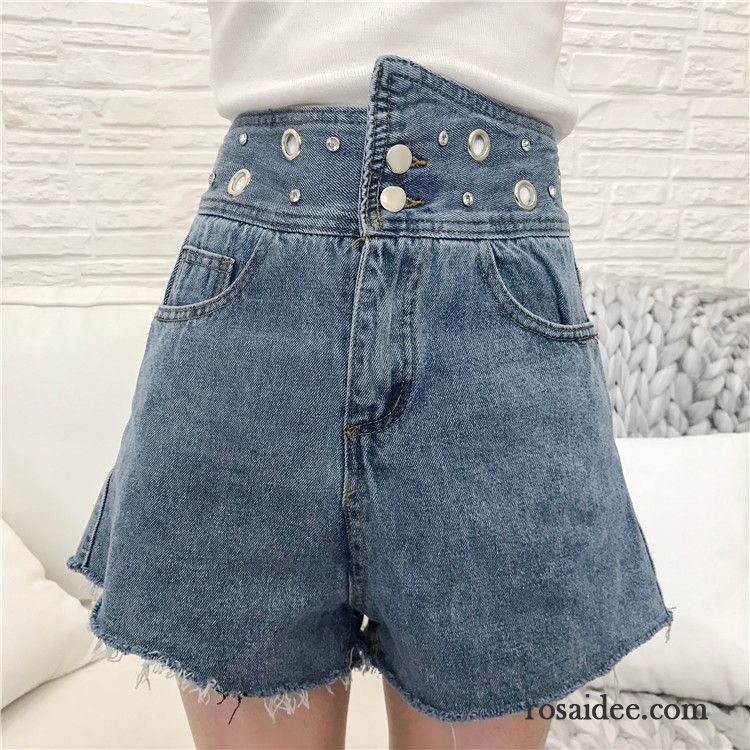 Kurze Hosen Damen Lose A Schreiben Trend Hohe Taille Feder Sommer Hellblau