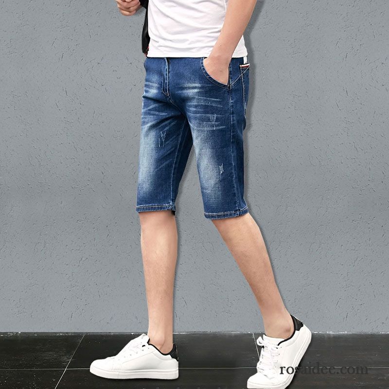 Kurze Hosen Herren Dünn Geschnittene Hose Freizeit Schlank Sommer Trend Blau