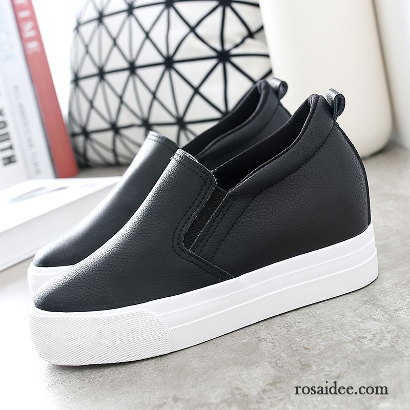 Lackschuhe Damen Schwarz Schnürung Schnürschuhe Feder Damen Mode Trend Leder Erhöht Neue Casual Dicke Sohle Schüler Weiß Günstig