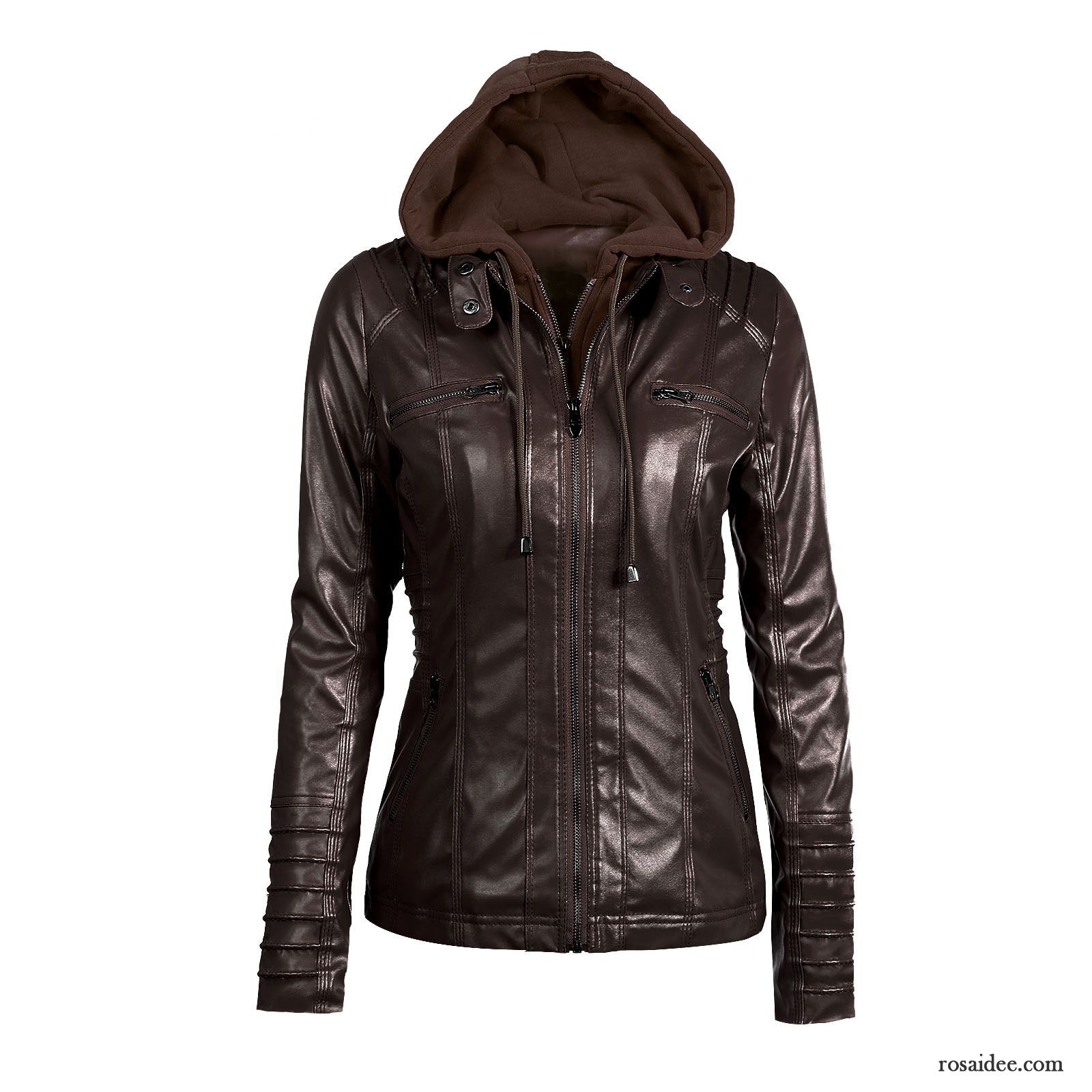 Lange Jacken Für Damen Neu Damen Rein Reißverschluss Mode Überzieher Revers Jacke Lederjacke Lange Ärmel Rabatt