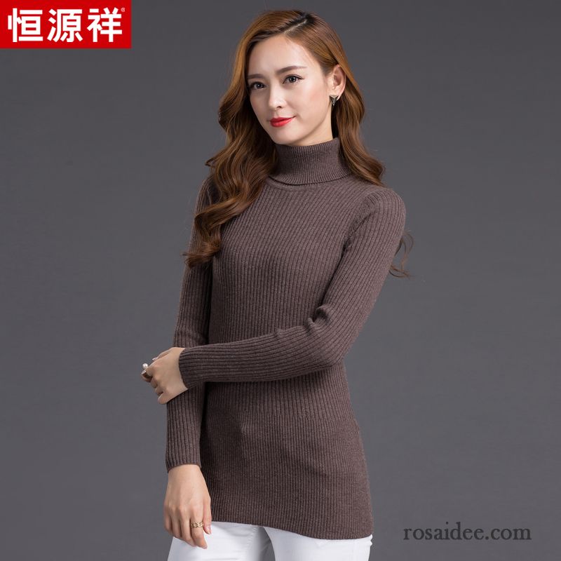 Lange Strickpullover Damen Unteres Hemd Strickwaren Dünn Rollkragen Winter Neu Damen Langer Abschnitt Wollpullover Herbst Günstig