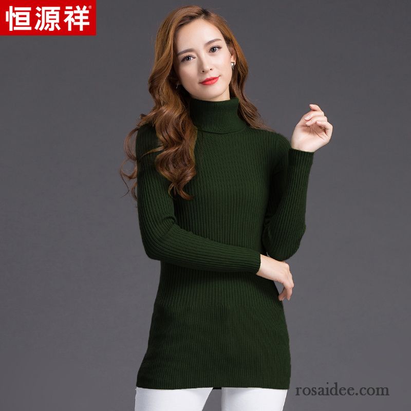 Lange Strickpullover Damen Unteres Hemd Strickwaren Dünn Rollkragen Winter Neu Damen Langer Abschnitt Wollpullover Herbst Günstig