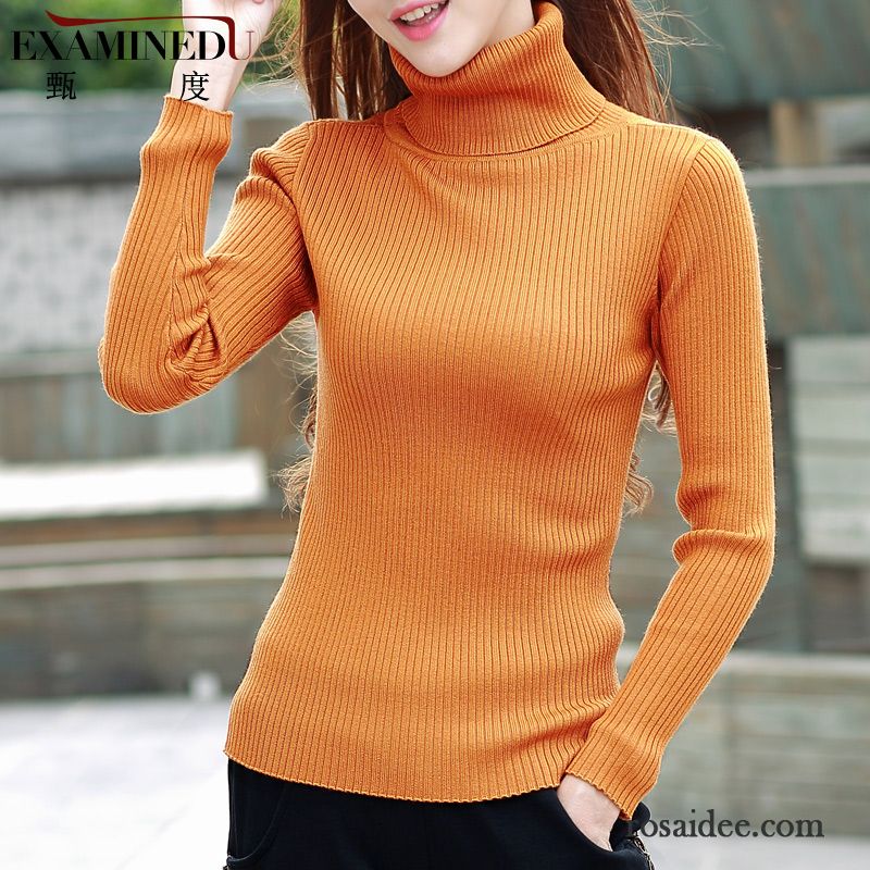 Langer Kapuzenpullover Damen Lange Ärmel Winter Unteres Hemd Strickwaren Kurzer Absatz Wollpullover Schwarz Damen Rundausschnitt Kaufen