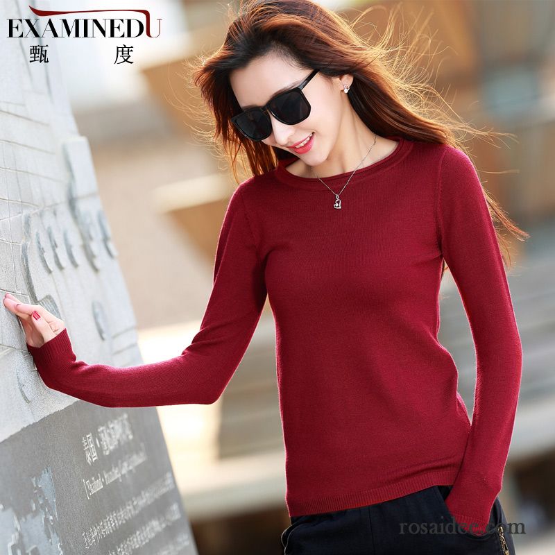 Langer Kapuzenpullover Damen Lange Ärmel Winter Unteres Hemd Strickwaren Kurzer Absatz Wollpullover Schwarz Damen Rundausschnitt Kaufen