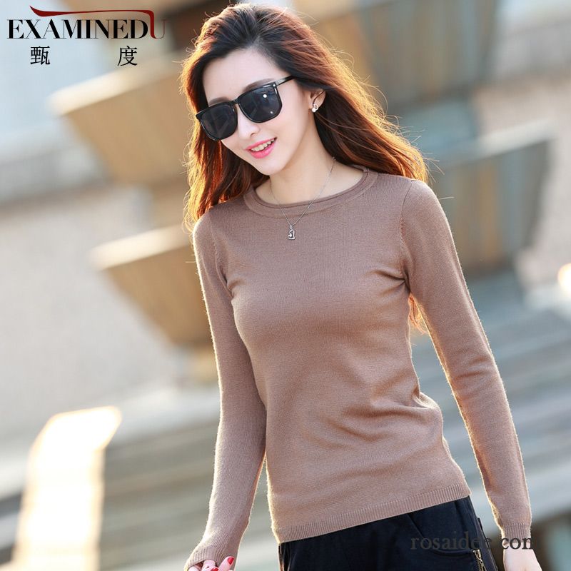 Langer Kapuzenpullover Damen Lange Ärmel Winter Unteres Hemd Strickwaren Kurzer Absatz Wollpullover Schwarz Damen Rundausschnitt Kaufen