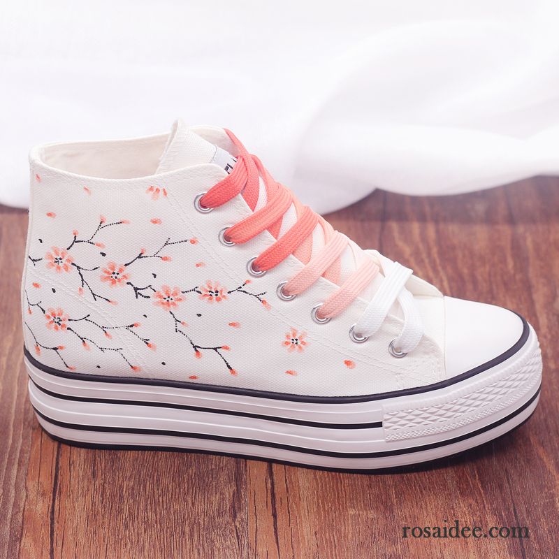 Laufschuhe Für Frauen Dicke Sohle Herbst Casual Erhöht Handgemalt Flache Damen Trend Tuch Schuhe Allgleiches Schüler Langschaft Günstig
