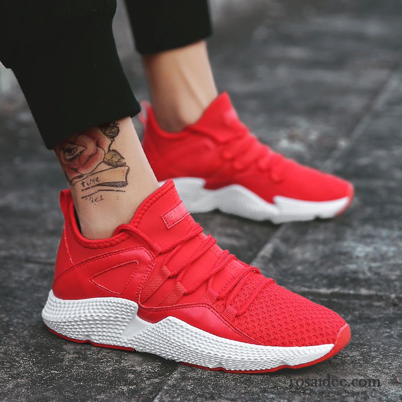 Laufschuhe Herren Casual Atmungsaktiv Allgleiches Net Sommer Trend Weiß Rot