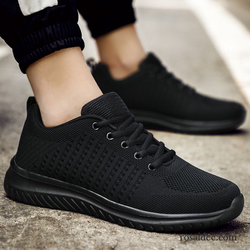 Laufschuhe Herren Schüler Teenager Fliegende Weberei Casual Sportschuhe Schwarz