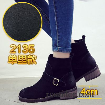 Leder Boots Damen Braun Kurze Dick Winter Damen Plus Samt Martin Stiehlt Herbst England Retro Echtleder Gefrostet Neue Kaufen