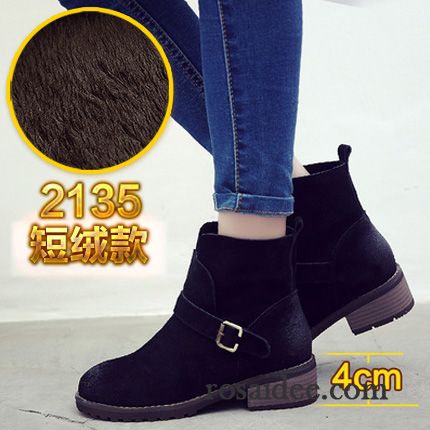 Leder Boots Damen Braun Kurze Dick Winter Damen Plus Samt Martin Stiehlt Herbst England Retro Echtleder Gefrostet Neue Kaufen