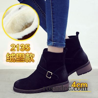 Leder Boots Damen Braun Kurze Dick Winter Damen Plus Samt Martin Stiehlt Herbst England Retro Echtleder Gefrostet Neue Kaufen