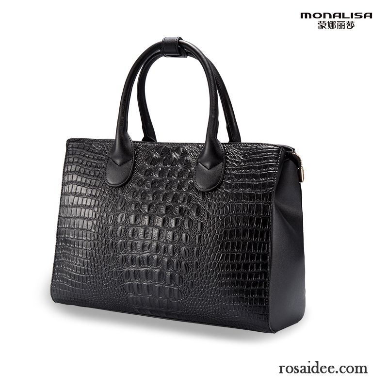 Leder Handtasche Grau Mama Hohe Kapazität Taschen Das Neue Handtaschen Mittleren Alters Messenger-tasche Krokodil-muster Female Models Rabatt