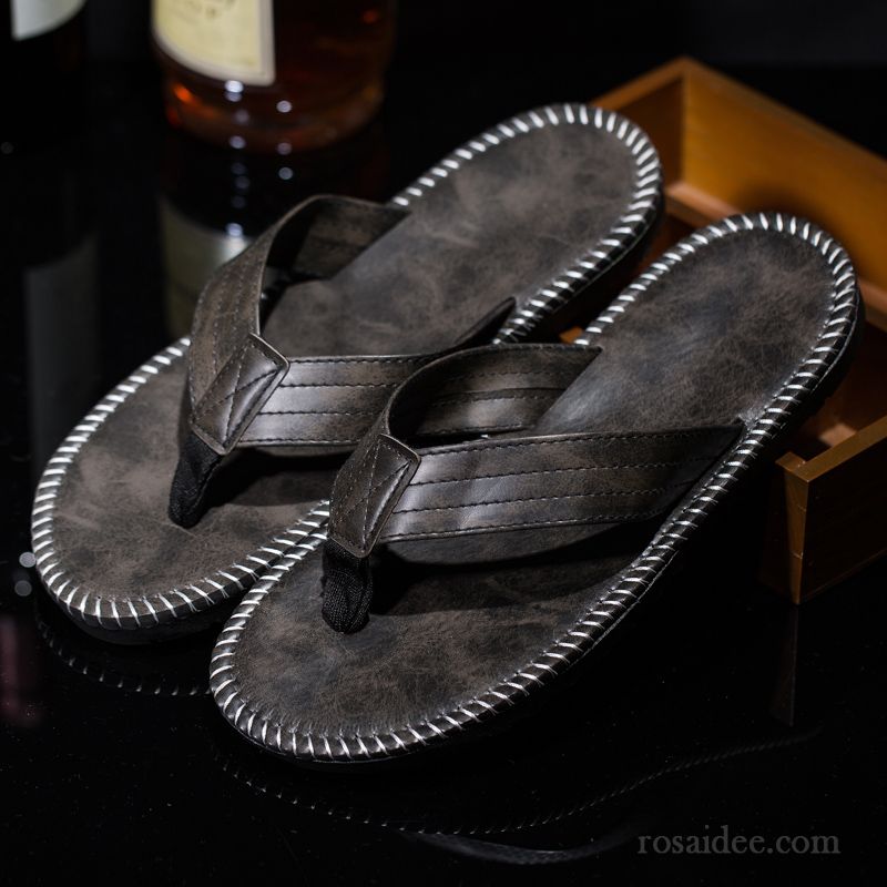 Leder Pantoffeln Für Herren Rutschsicher Sommer Sandalen Strand Casual Atmungsaktiv Hausschuhe Wasserdicht Herren Günstig