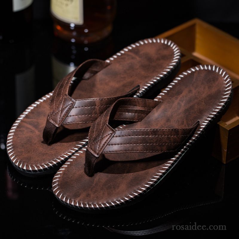 Leder Pantoffeln Für Herren Rutschsicher Sommer Sandalen Strand Casual Atmungsaktiv Hausschuhe Wasserdicht Herren Günstig