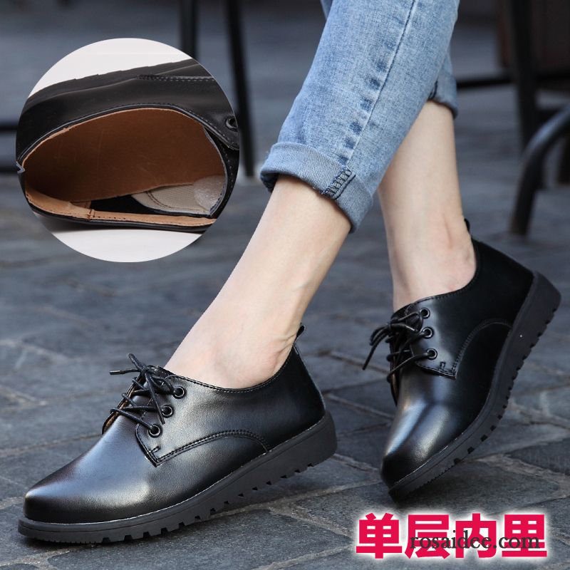 Leder Schuhe Braun Weiß Flache Feder Lederschuhe Skaterschuhe England Neue Schnürschuhe Damen Allgleiches Casual Günstig