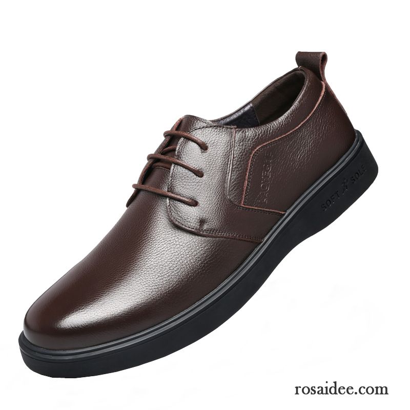 Leder Schuhe England Geschäft Echtleder Herbst Herren Schuhe Schwarz Lederschue Runde Zehe Schnürung Casual Kaufen