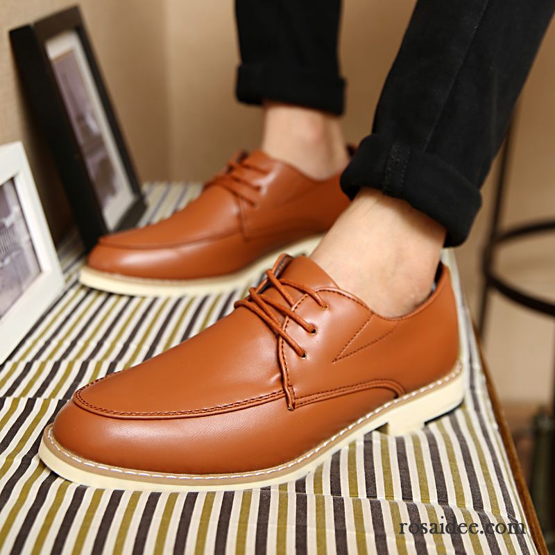 Lederschuhe Herren Braun Casual Schnürung Allgleiches Schwarz Trend England Schuhe Herbst Geschäft Herren Lederschue Jugend Spitze Günstig