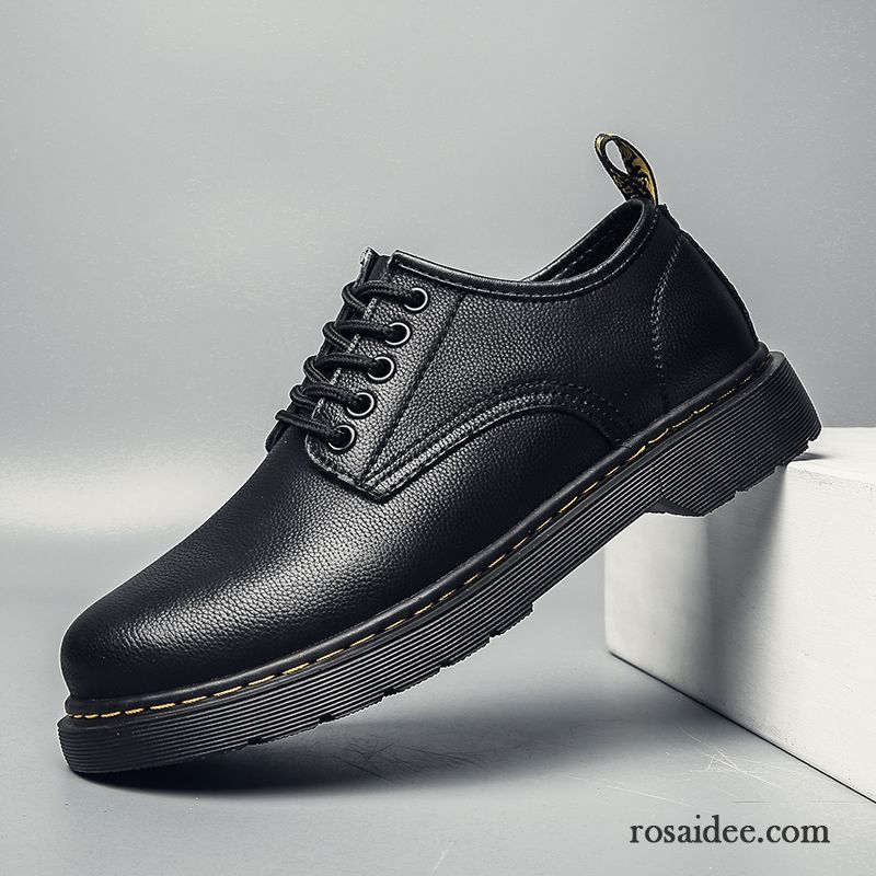 Lederschuhe Herren Casual Atmungsaktiv Feder Trend Geschäft England Schwarz