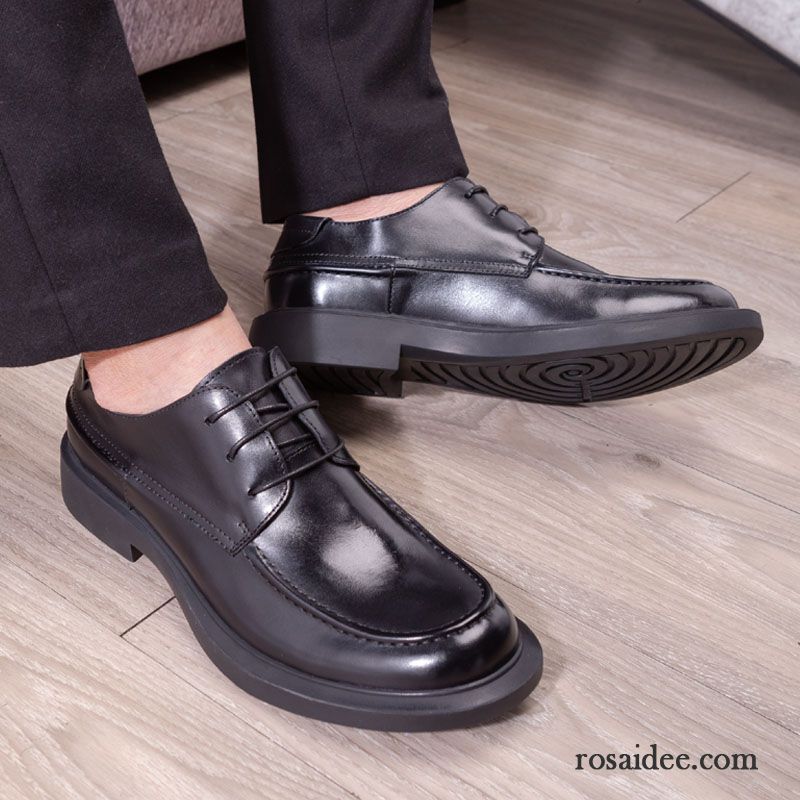 Lederschuhe Herren Echtleder Casual Oberleder Lederschue Jugend Trend Schwarz