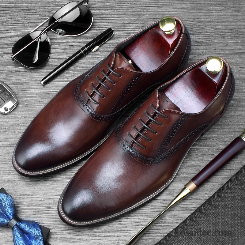 Lederschuhe Herren England Hochzeit Schuhe Geschäft Einfach Oxford Trend Braun