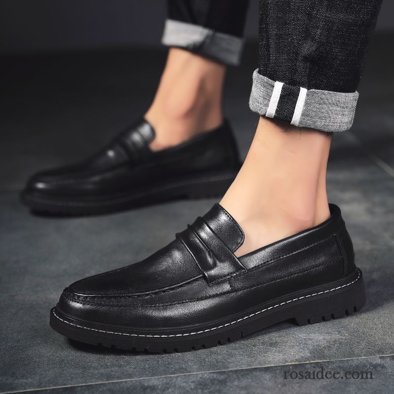 Lederschuhe Herren Geschäft Slip-on Lederschue Herbst Allgleiches Faul Schwarz