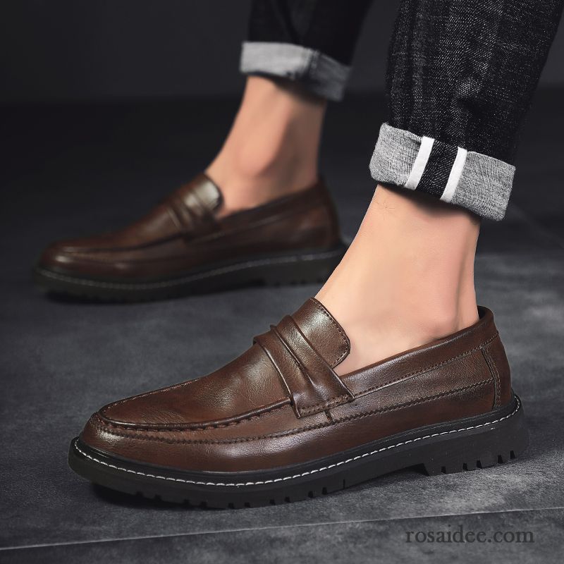 Lederschuhe Herren Geschäft Slip-on Lederschue Herbst Allgleiches Faul Schwarz