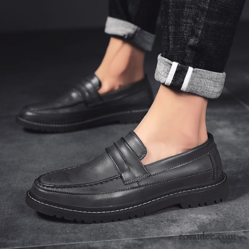 Lederschuhe Herren Geschäft Slip-on Lederschue Herbst Allgleiches Faul Schwarz