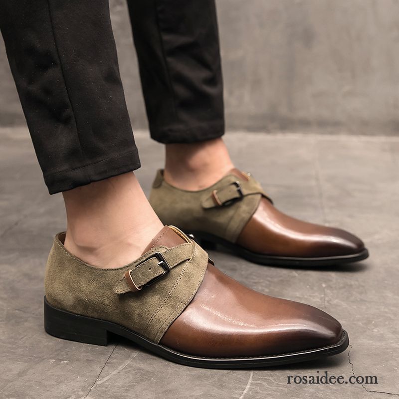 Lederschuhe Herren Geschäft Spitze Trend Retro Feder Neue Khaki