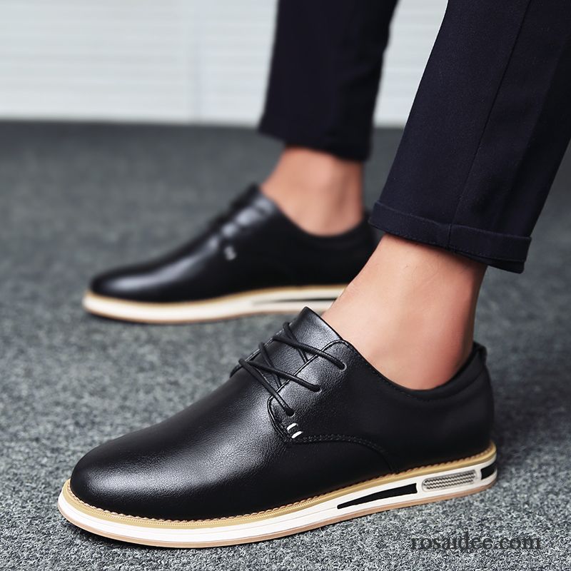 Lederschuhe Herren Winter Casual Jugend Geschäft Lederschue Trend Schwarz