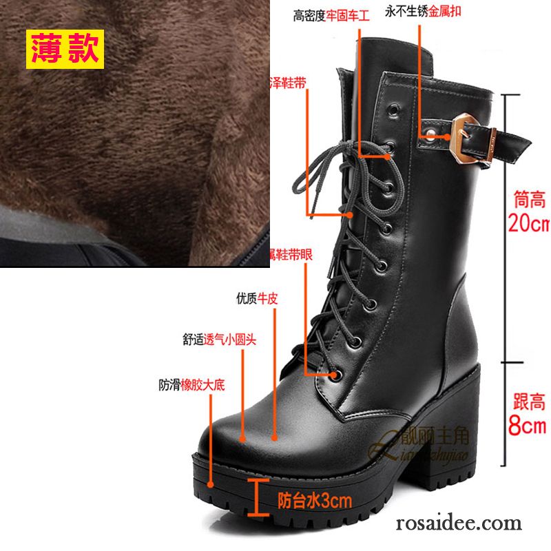 Lederstiefel Damen Braun Martin Stiehlt Dicke Sohle England Hochhackigen Winter Damen Herbst Reißverschluss Kurze Verkaufen