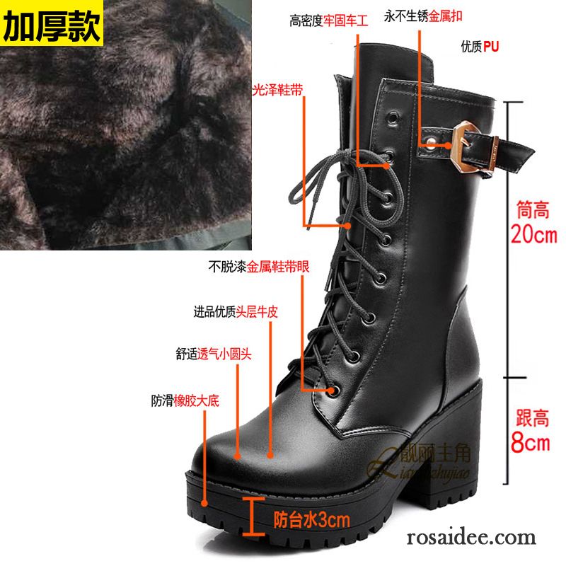 Lederstiefel Damen Braun Martin Stiehlt Dicke Sohle England Hochhackigen Winter Damen Herbst Reißverschluss Kurze Verkaufen