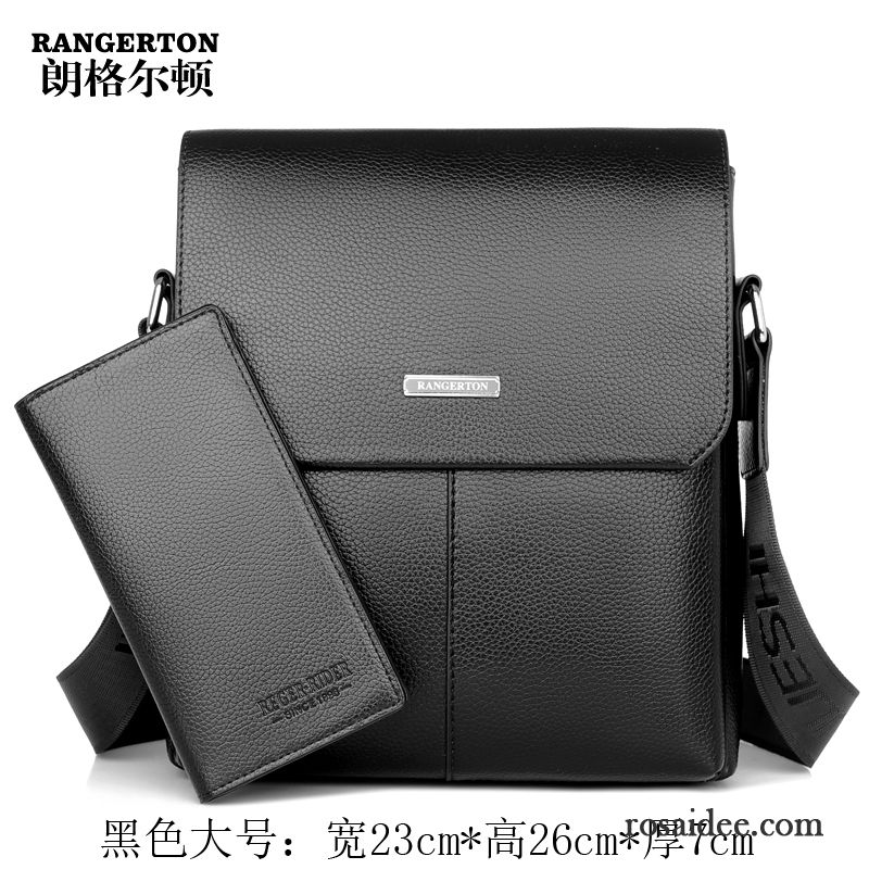 Ledertasche Herren Schwarz Rucksäck Vertikaler Schnitt Aktentasche Herren Geschäft Messenger-tasche Schultertaschen Leder Freizeit Kaufen