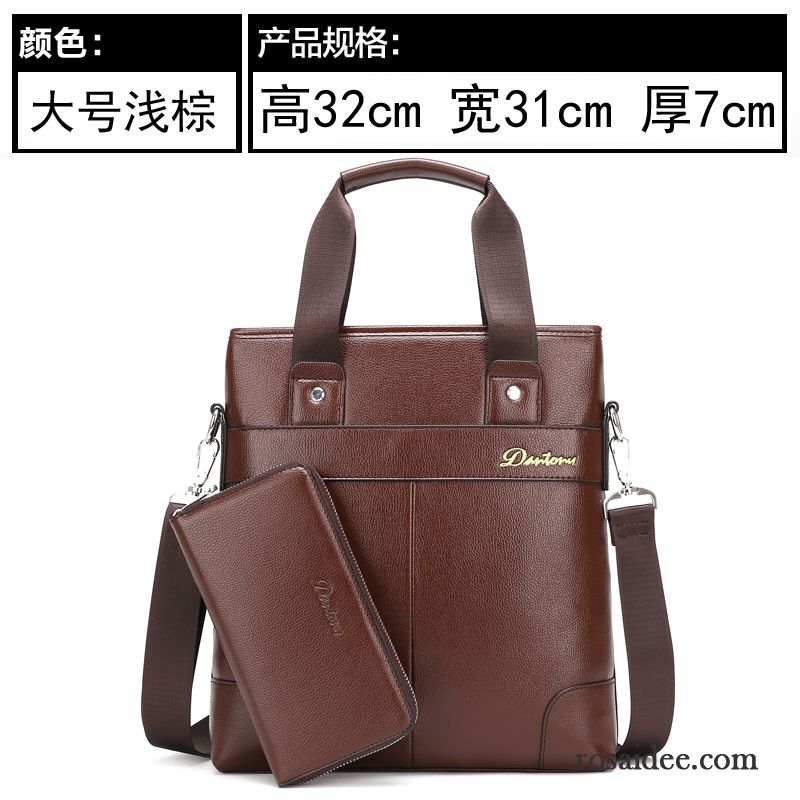 Ledertasche Schwarz Herren Freizeit Laptoptasche Leder Geschäft Aktentasche Herren Vertikaler Schnitt Handtaschen Rucksäck Messenger-tasche Kaufen