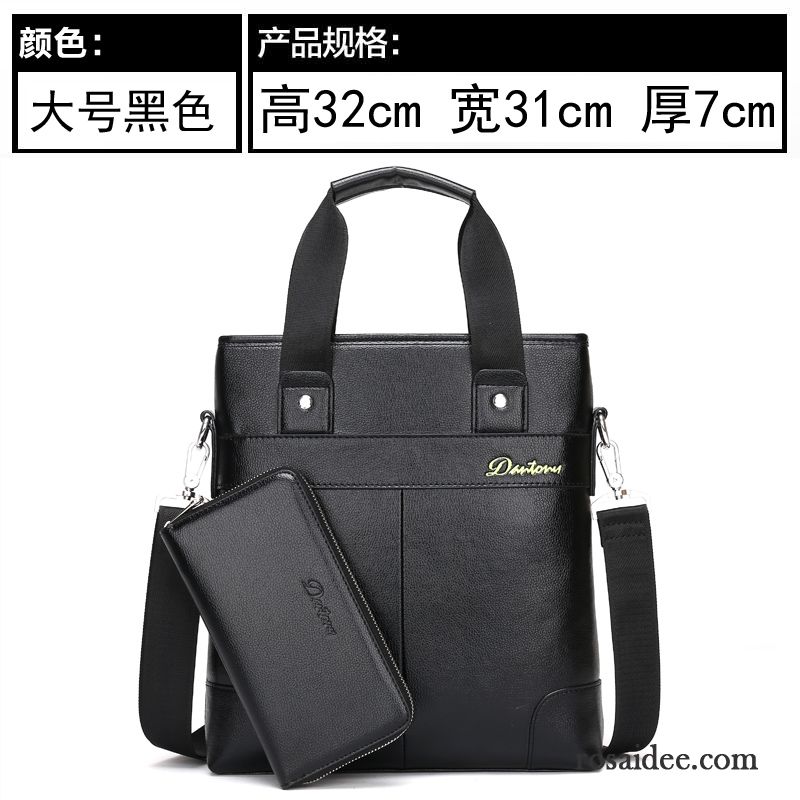 Ledertasche Schwarz Herren Freizeit Laptoptasche Leder Geschäft Aktentasche Herren Vertikaler Schnitt Handtaschen Rucksäck Messenger-tasche Kaufen