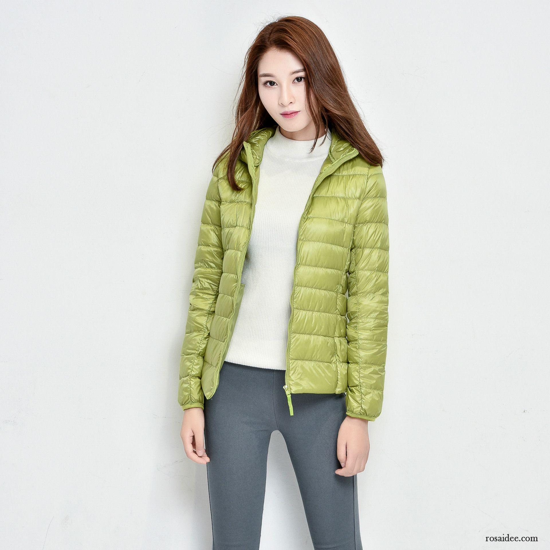 Leichte Daunenjacken Für Damen Daunenjacke Schlank Damen Lange Ärmel Große Größe Neu Herbst Kapuze Licht Winter Rein Kaufen