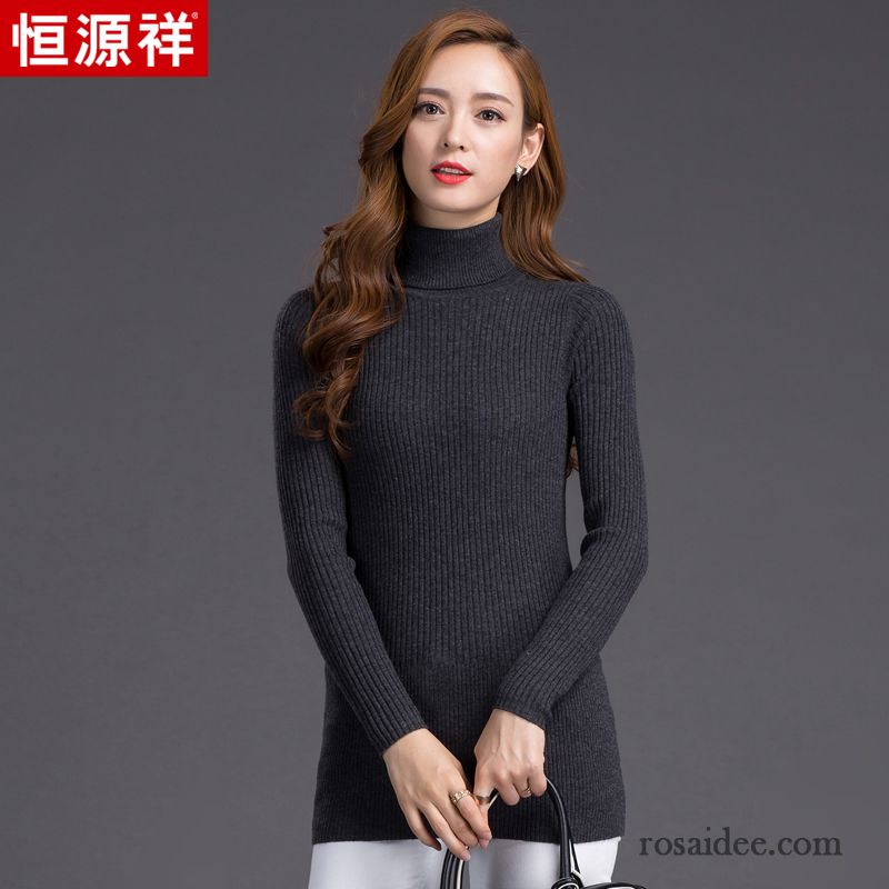 Leichte Pullover Damen Stricken Rundausschnitt Winter Herbst Damen Dünn Schlank Wollpullover Langer Abschnitt Günstig