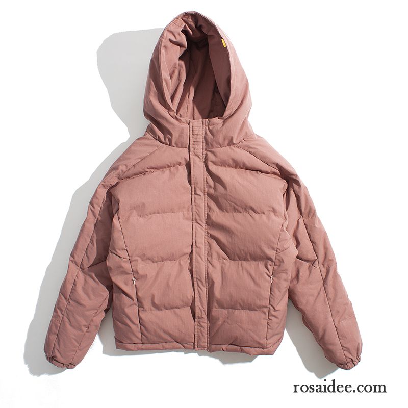 Leichte Winterjacke Herren Rein Neu Winter Kurzer Absatz Mit Kapuze Rosa Herren Lose Paar Baumwolle Verdickung Günstig