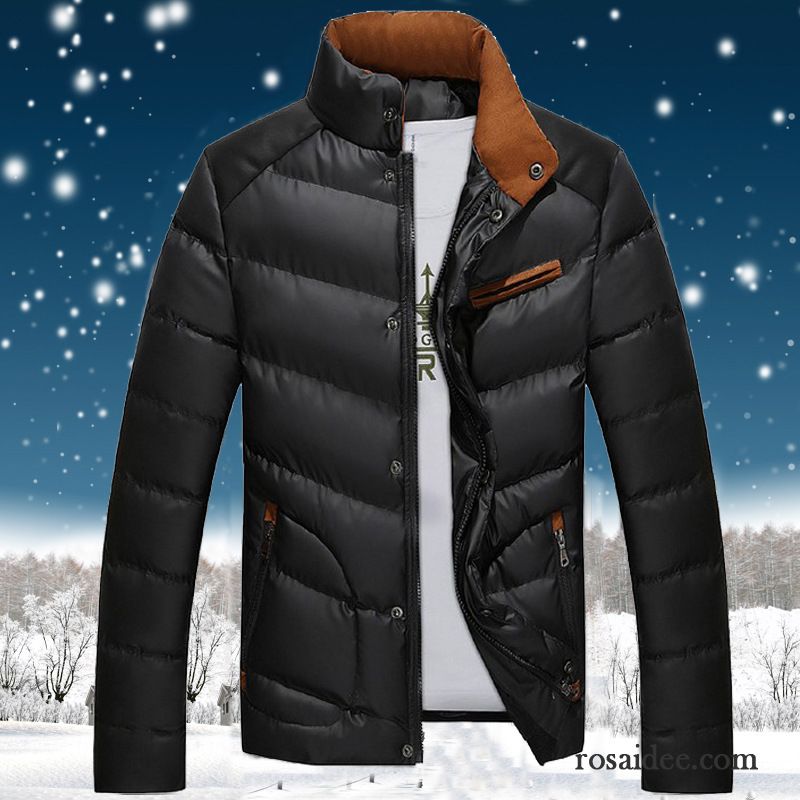 Light Daunenjacke Herren Stehkragen Herren Winter Überzieher Daunenjacke Schlank Verdickung Baumwollgepolsterte Baumwolle