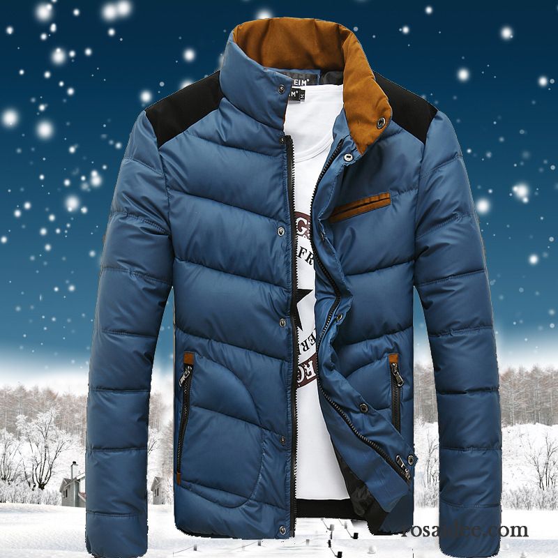 Light Daunenjacke Herren Stehkragen Herren Winter Überzieher Daunenjacke Schlank Verdickung Baumwollgepolsterte Baumwolle