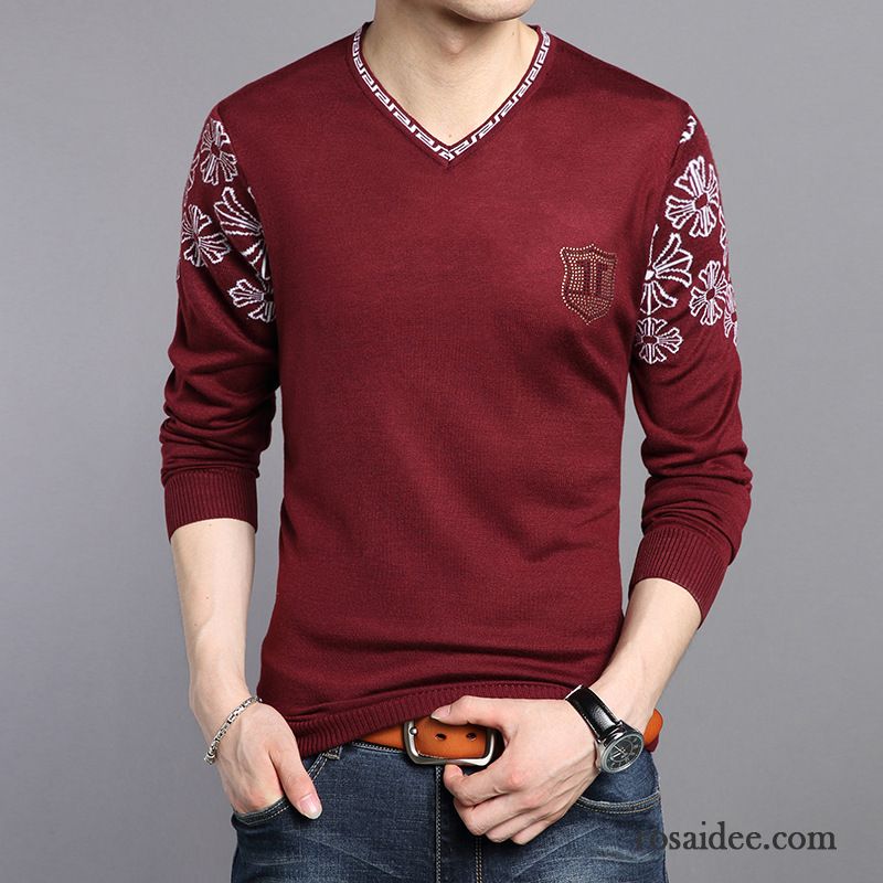 Merinowolle Pullover Herren Mantel Feder Lange Ärmel Pullover Neu Herren Schlank Strickwaren Herbst Billig