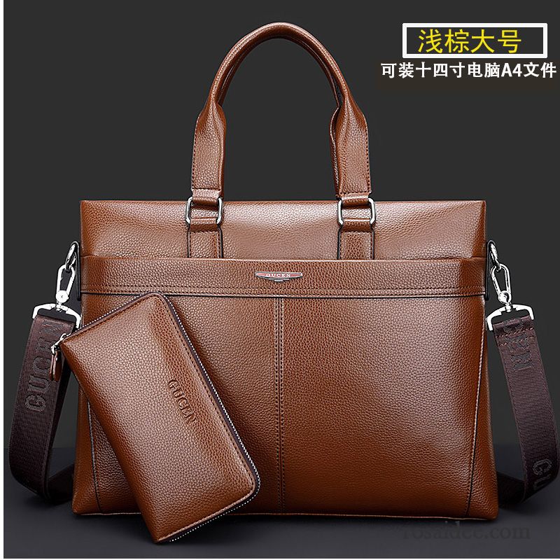 Messenger Bag Herren Leder Geschäft Herren Freizeit Messenger-tasche Leder Laptoptasche Handtaschen Kreuzung Aktentasche Günstig