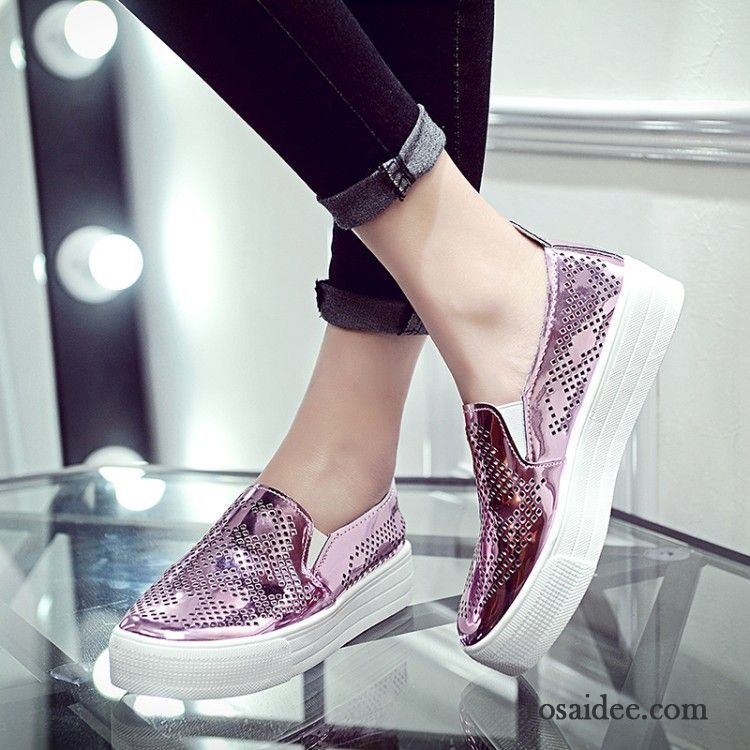 Metallic Schuhe Damen Casual Schüler Mode Atmungsaktiv Schnürschuhe Pailletten Niedrig Sommer Halbschuhe Damen Flache Dicke Sohle Neue