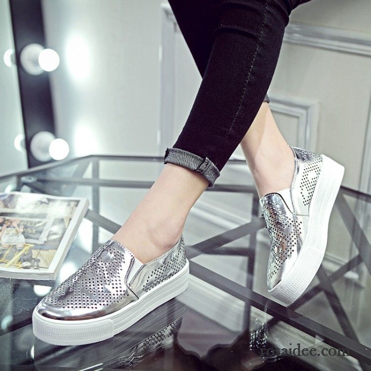 Metallic Schuhe Damen Casual Schüler Mode Atmungsaktiv Schnürschuhe Pailletten Niedrig Sommer Halbschuhe Damen Flache Dicke Sohle Neue