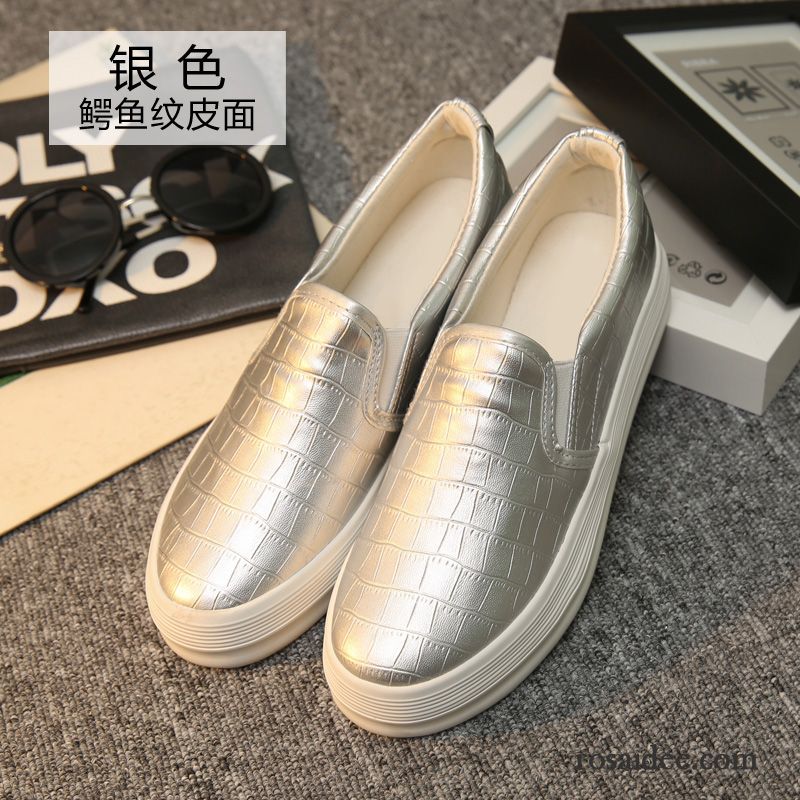 Metallic Schuhe Damen Faul Flache Slip-on Neue Halbschuhe Damen Schnürschuhe Herbst Casual Dicke Sohle Sportschuhe Günstig