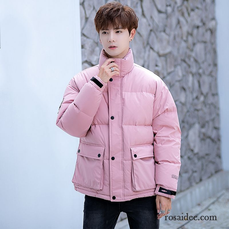 Mode Daunenjacke Herren Verdickung Trend Überzieher Neu Stehkragen Jugend Rosa Winter Herren Kurzer Absatz Daunenjacke Paar Schlank Verkaufen